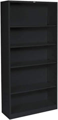 Hon - 6 Shelf, 72" High x 36" Wide Bookcase - 14.19" Deep, Wood Veneer, Medium Oak - Industrial Tool & Supply
