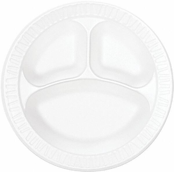 DART - Dart Concorde Foam Plate, 3-compartment, 10 1/4" - White - Industrial Tool & Supply