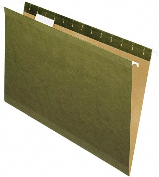 Pendaflex - 8-1/2 x 14", Legal, Standard Green, Standard Hanging File Folders - 11 Point Stock, 1/5 Tab Cut Location - Industrial Tool & Supply