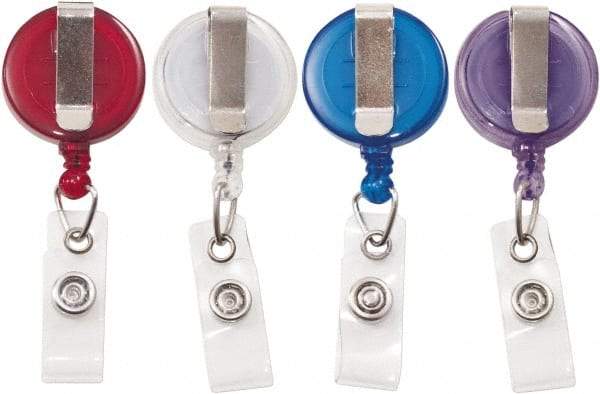 ADVANTUS - 30 Inch Long, Retractable ID Holder Strap - Assorted Colors, 4 Pack - Industrial Tool & Supply
