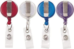 ADVANTUS - 30 Inch Long, Retractable ID Holder Strap - Assorted Colors, 4 Pack - Industrial Tool & Supply
