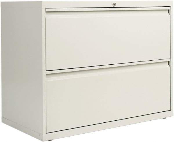 ALERA - 36" Wide x 29" High x 19-1/4" Deep, 2 Drawer Lateral File with Lock - Steel, Light Gray - Industrial Tool & Supply