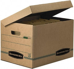 BANKERS BOX - 1 Compartment, 12 Inch Wide x 15 Inch Deep x 10 Inch High, File Storage Box - Paper, Kraft and Green - Industrial Tool & Supply