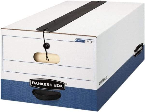 BANKERS BOX - 1 Compartment, 15 Inch Wide x 24 Inch Deep x 10 Inch High, File Storage Box - Paper, White and Blue - Industrial Tool & Supply
