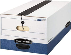 BANKERS BOX - 1 Compartment, 15 Inch Wide x 24 Inch Deep x 10 Inch High, File Storage Box - Paper, White and Blue - Industrial Tool & Supply