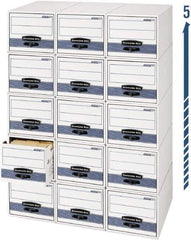 BANKERS BOX - 1 Compartment, 15 Inch Wide x 23 Inch Deep x 10 Inch High, File Storage Box - Steel Wire Frame, White and Blue - Industrial Tool & Supply
