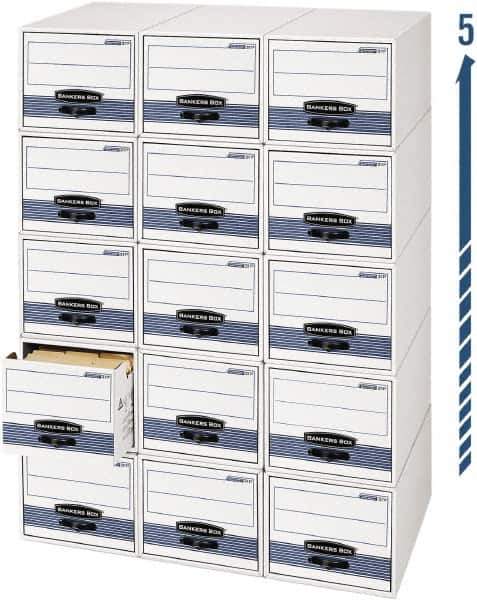 BANKERS BOX - 1 Compartment, 12 Inch Wide x 23 Inch Deep x 10 Inch High, File Storage Box - Steel Wire Frame, White and Blue - Industrial Tool & Supply