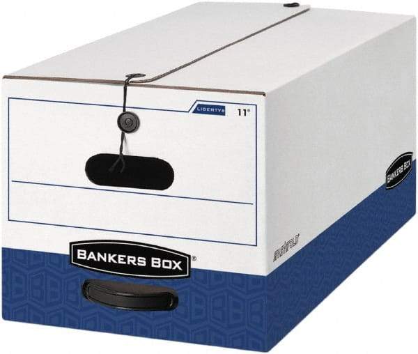 BANKERS BOX - 1 Compartment, 15 Inch Wide x 24 Inch Deep x 10 Inch High, File Storage Box - 1 Ply Side, 2 Ply Bottom, 2 Ply End, White and Blue - Industrial Tool & Supply