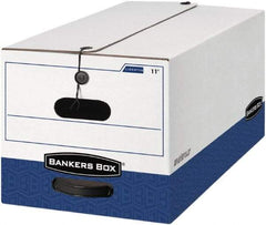 BANKERS BOX - 1 Compartment, 15 Inch Wide x 24 Inch Deep x 10 Inch High, File Storage Box - 1 Ply Side, 2 Ply Bottom, 2 Ply End, White and Blue - Industrial Tool & Supply