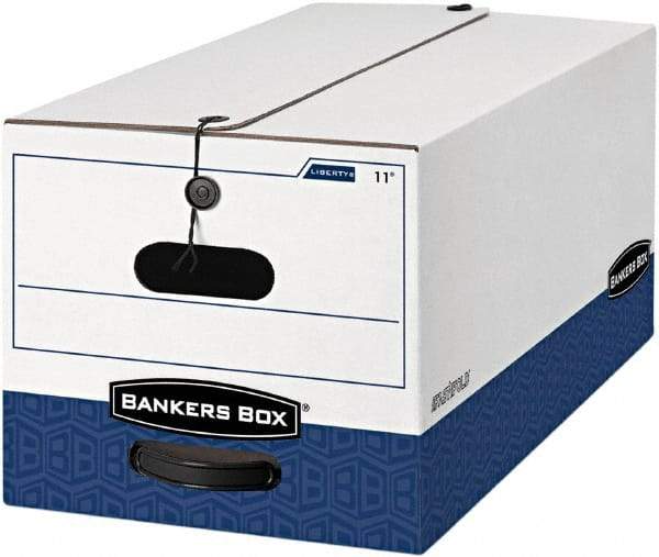 BANKERS BOX - 1 Compartment, 12 Inch Wide x 24 Inch Deep x 10 Inch High, File Storage Box - 1 Ply Side, 2 Ply Bottom, 2 Ply End, White and Blue - Industrial Tool & Supply