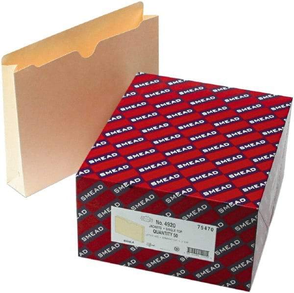 Samsill - 8-1/2 x 11", Letter Size, Manila, File Jacket/Sleeve/Wallet with Expanding Jacket - 11 Point Stock, Straight Tab Cut Location - Industrial Tool & Supply