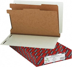 Samsill - 8-1/2 x 14", Legal, Gray-Green, Classification Folders with End Tab Fastener - 11 Point Stock, Straight, 1/3 Tab Cut Location - Industrial Tool & Supply
