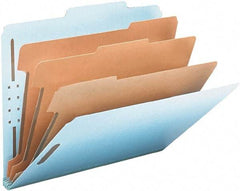 Samsill - 8-1/2 x 11", Letter Size, Blue, Classification Folders with Top Tab Fastener - 11 Point Stock, 2/5 Tab Cut Location - Industrial Tool & Supply