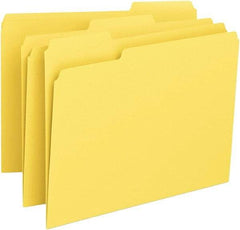 Samsill - 8-1/2 x 11", Letter Size, Yellow, File Folders with Top Tab - 11 Point Stock, 1/3 Tab Cut Location - Industrial Tool & Supply