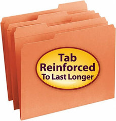 Samsill - 8-1/2 x 11", Letter Size, Orange, File Folders with Top Tab - 11 Point Stock, 1/3 Tab Cut Location - Industrial Tool & Supply