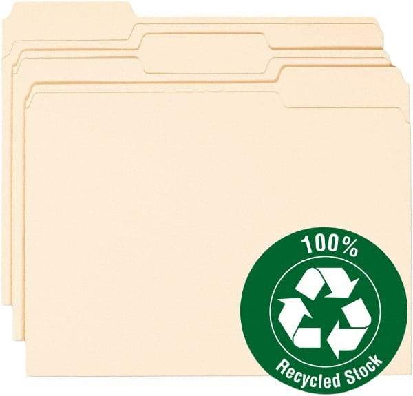 Samsill - 8-1/2 x 11", Letter Size, Manila, File Folders with Top Tab - 11 Point Stock, 1/3 Tab Cut Location - Industrial Tool & Supply