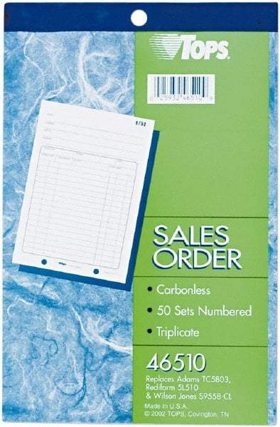 TOPS - 50 Sheet, 5-9/16 x 7-15/16", Sales Order Book - White - Industrial Tool & Supply