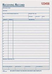 TOPS - 50 Sheet, 5-1/2 x 7-7/8", Receiving Record Book - White - Industrial Tool & Supply