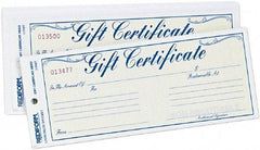 REDIFORM - 25 Sheet, 8-1/2 x 3-2/3", Gift Certificates - White - Industrial Tool & Supply