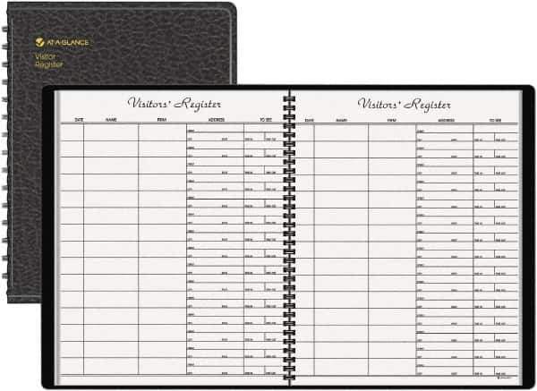 AT-A-GLANCE - 60 Sheet, 8-1/2 x 11", Register Book - Black - Industrial Tool & Supply