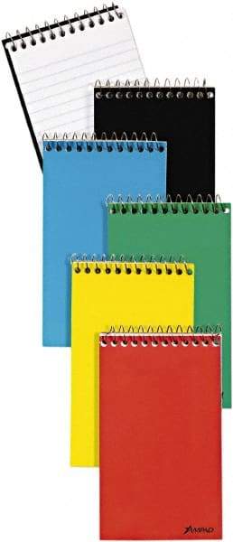 AMPAD - 60 Sheet, 3 x 5", Narrow Memo Book (Top Bound) - Red & Blue & Black on White - Industrial Tool & Supply