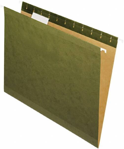 Pendaflex - 8-1/2 x 11", Letter Size, Standard Green, Standard Hanging File Folders - 11 Point Stock, 1/5 Tab Cut Location - Industrial Tool & Supply