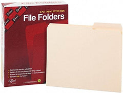 Samsill - 8-1/2 x 11", Letter Size, Manila, File Folders with Top Tab - 11 Point Stock, 2/5 Tab Cut Location - Industrial Tool & Supply