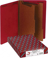 Samsill - 8-1/2 x 14", Legal, Bright Red, Classification Folders with End Tab Fastener - 11 Point Stock, Straight Tab Cut Location - Industrial Tool & Supply
