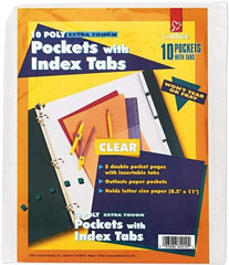 Cardinal - 11 x 8 1/2" 3-Hole Punched, Binder Pockets Divider - White Tabs, Clear Folder - Industrial Tool & Supply