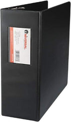 UNIVERSAL - 4" Sheet Capacity, 11 x 8-1/2", Non-View Ring Binder - Suede Finish Vinyl, Black - Industrial Tool & Supply