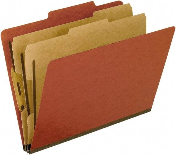 Pendaflex - 8-1/2 x 11", Letter Size, Red, Classification Folders with Top Tab Fastener - 11 Point Stock, 2/5 Tab Cut Location - Industrial Tool & Supply