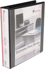 UNIVERSAL - 1-1/2" Sheet Capacity, 11 x 8-1/2", View Ring Binder - Vinyl, Black - Industrial Tool & Supply