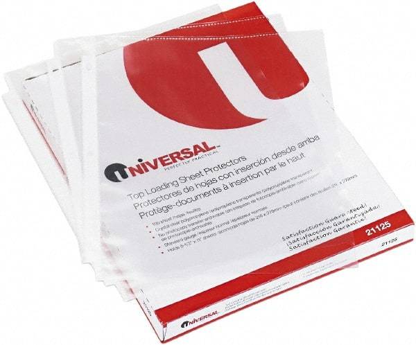 UNIVERSAL - 100 Piece Clear Sheet Protectors-Ring Binder - 11" High x 8-1/2" Wide - Industrial Tool & Supply