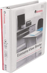 UNIVERSAL - 1-1/2" Sheet Capacity, 11 x 8-1/2", View Ring Binder - Vinyl, White - Industrial Tool & Supply