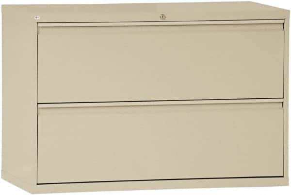ALERA - 42" Wide x 29" High x 19-1/4" Deep, 2 Drawer Lateral File with Lock - Steel, Putty - Industrial Tool & Supply