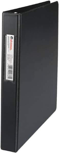 UNIVERSAL - 1" Sheet Capacity, 11 x 8-1/2", Non-View Ring Binder - Suede Finish Vinyl, Black - Industrial Tool & Supply