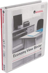 UNIVERSAL - 1" Sheet Capacity, 11 x 8-1/2", View Ring Binder - Vinyl, White - Industrial Tool & Supply