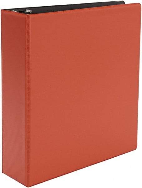 UNIVERSAL - 3" Sheet Capacity, 11 x 8-1/2", Non-View Ring Binder - Suede Finish Vinyl, Red - Industrial Tool & Supply