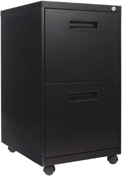 ALERA - 16" Wide x 28-1/2" High x 19.2" Deep, 2 Drawer Mobile Pedestal - Steel, Black - Industrial Tool & Supply