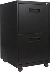 ALERA - 16" Wide x 28-1/2" High x 19.2" Deep, 2 Drawer Mobile Pedestal - Steel, Black - Industrial Tool & Supply
