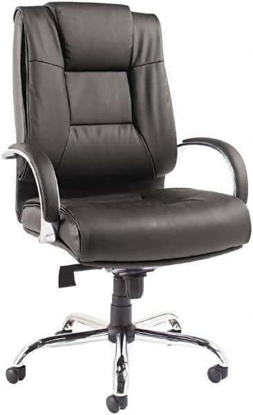 ALERA - 31" High Big & Tall/Petite/24-7 Chair - 22" Wide x 21" Deep, Soft Leather Seat, Black - Industrial Tool & Supply