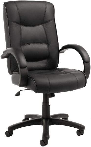 ALERA - 28-1/8" High Office/Managerial/Executive Chair - 21" Wide x 21" Deep, Top-Grain Leather Seat, Black - Industrial Tool & Supply