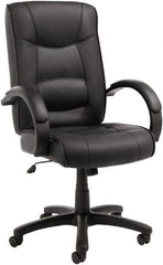 ALERA - 28-1/8" High Office/Managerial/Executive Chair - 21" Wide x 21" Deep, Top-Grain Leather Seat, Black - Industrial Tool & Supply