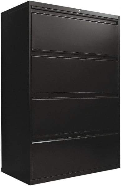 ALERA - 36" Wide x 54" High x 19-1/4" Deep, 4 Drawer Lateral File with Lock - Steel, Black - Industrial Tool & Supply