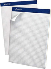 AMPAD - 100 Sheet, 8-1/2 x 11-3/4", Quadrille Writing Pad - White - Industrial Tool & Supply