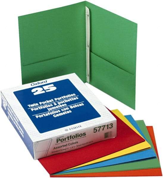 OXFORD - 8-1/2 x 11", Letter Size, Light Blue, Pocket Folders - 11 Point Stock - Industrial Tool & Supply