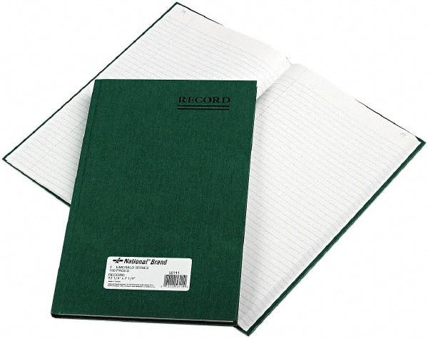 National Brand - 150 Sheet, 12-1/4 x 7-1/4", Record Rule Record/Account Book - Green - Industrial Tool & Supply