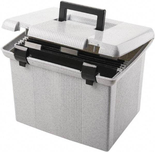 Pendaflex - 1 Compartment, 13 Inch Wide x 14 Inch Deep x 10 Inch High, Portable File Box - Plastic, Granite - Industrial Tool & Supply