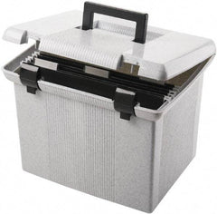 Pendaflex - 1 Compartment, 13 Inch Wide x 14 Inch Deep x 10 Inch High, Portable File Box - Plastic, Granite - Industrial Tool & Supply