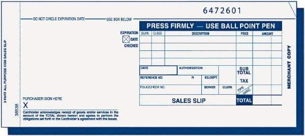 TOPS - 100 Sheet, 7-7/8 x 3-1/4", Sales Slip Book - White - Industrial Tool & Supply